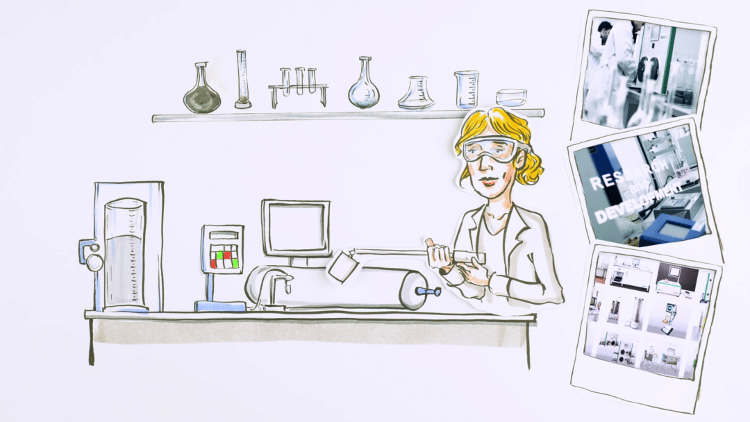 kobieta w laboratorium, mierniki i fiolki