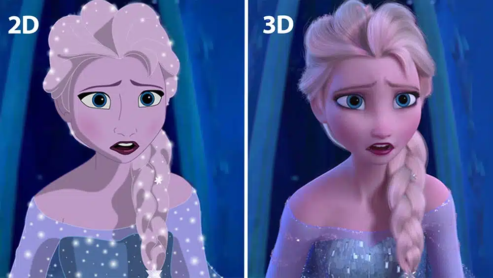 2D vs 3D: "Frozen" @ Copyright by Disney