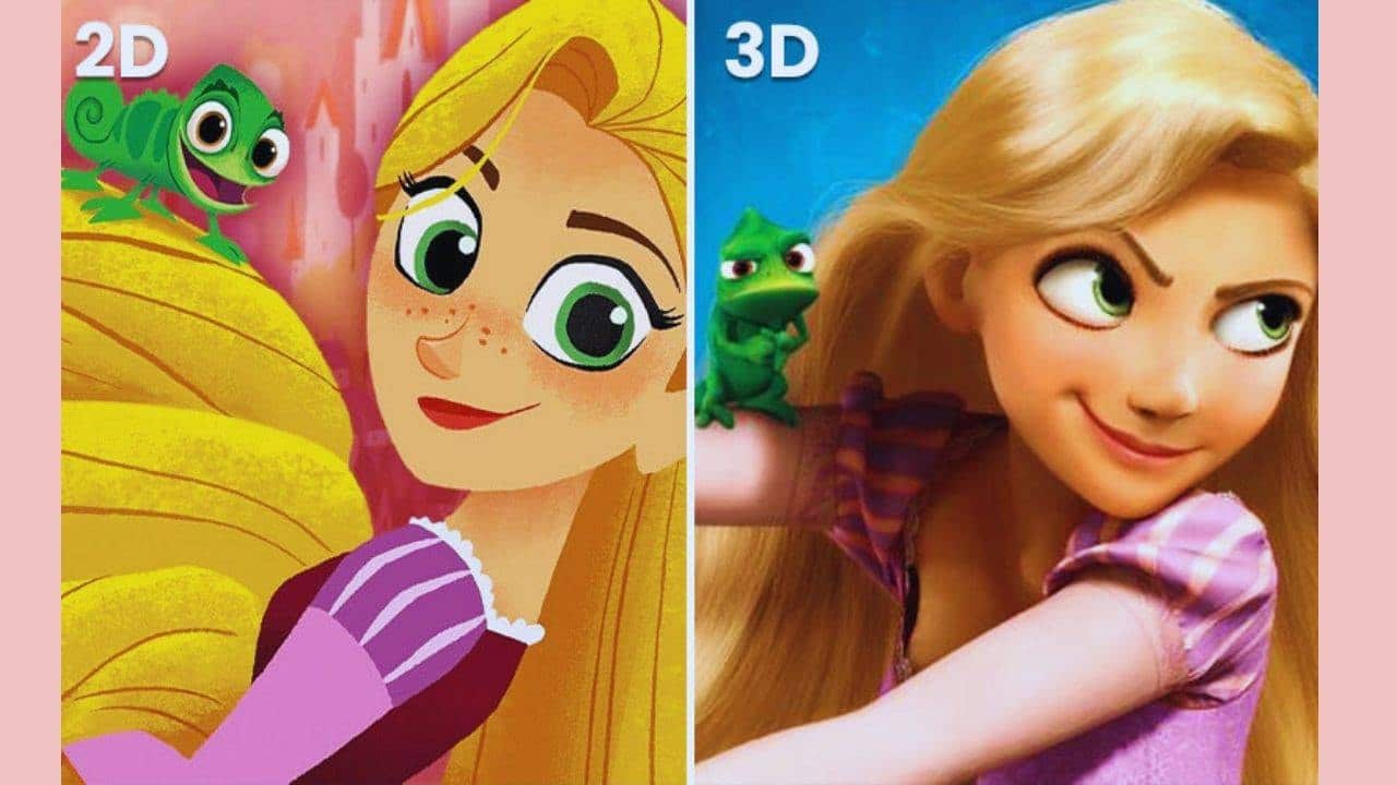 2D vs 3D: "Tangled" @ Copyright by Disney